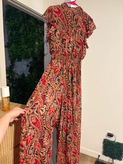 Paisley Print Ruffle Maxi Dress