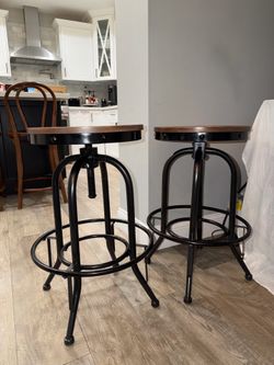Industrial Adjustable Bar Stools – Set of 2