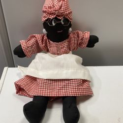 Auntie  handmade doll with wire glasses