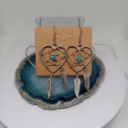 Sterling Silver Raw Turquoise Native Earrings 