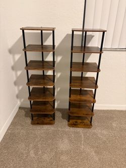 Vertical Narrow Shoe Organizer Shelf 7 Tier