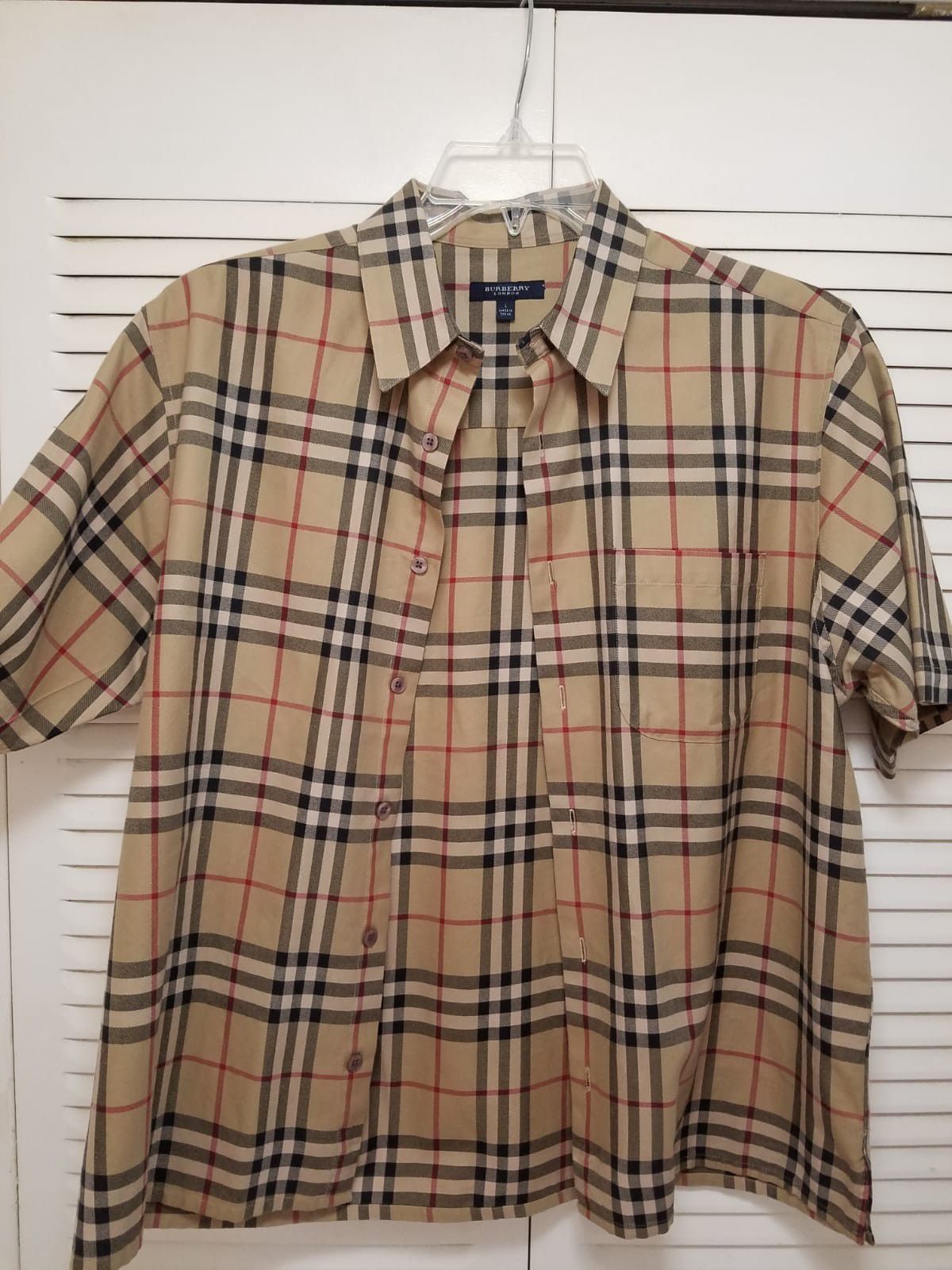 NEW Burberry check short sleeve button shirt AUTHENTIC made in UK