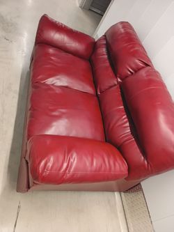 MAKE AN OFFER - NEED GONE ASAP - Red Velvet Leather Love Seat