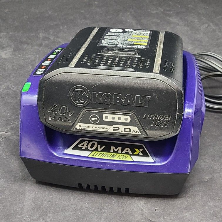 Kobalt 40V Max Lithium Ion Battery 2.0Ah Model KB 240-06 & Charger KRC 60-06 Set