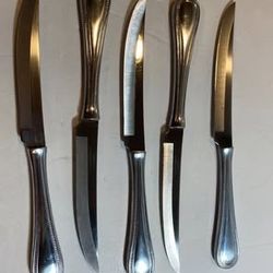 5 Towle Beaded Antique Stainless Flatware Steak Knives Knife Silverware