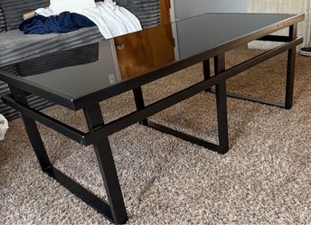 Black Glass/iron coffee table