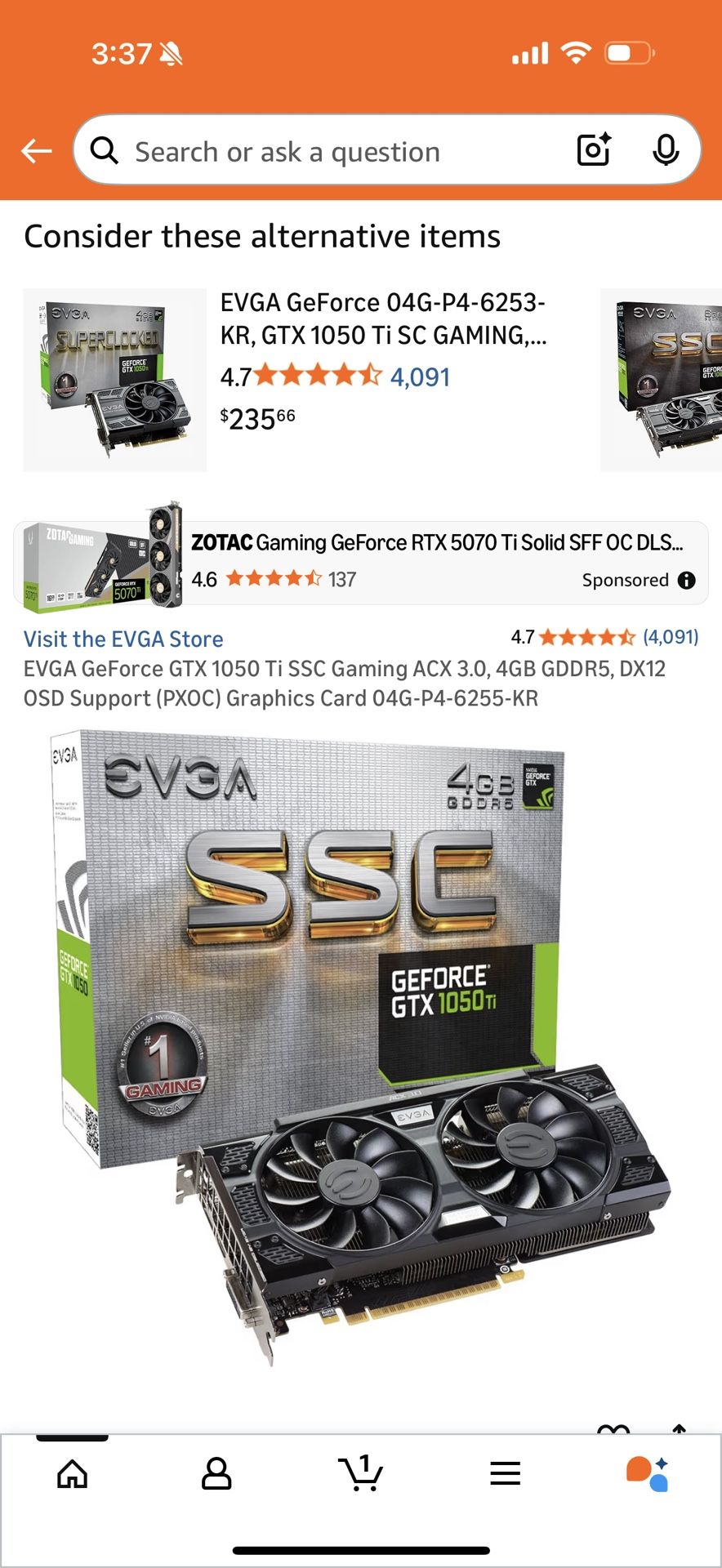 EVGA GeForce GTX 1050 Ti