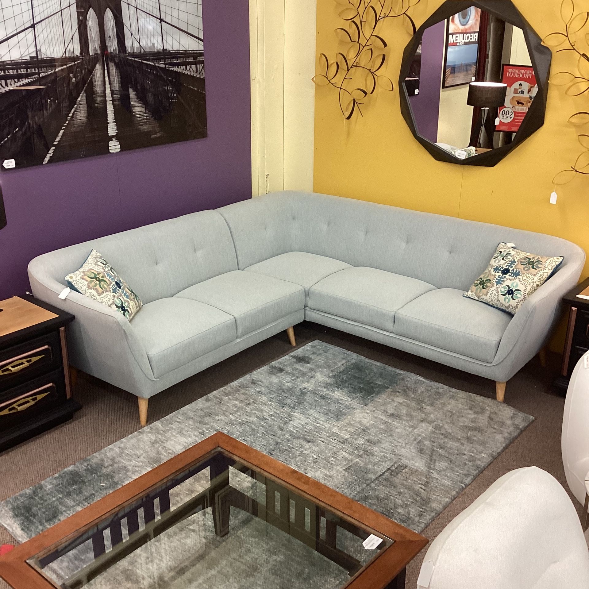 Mist Grey Curved Sectional
