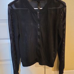 Black Mesh Long Sleeve Active Jacket Size SMALL