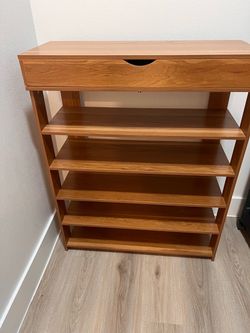 Wood Shoe Rack with Top Drawer
