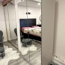 Mirrored 2 Door Closet Cabinet 
