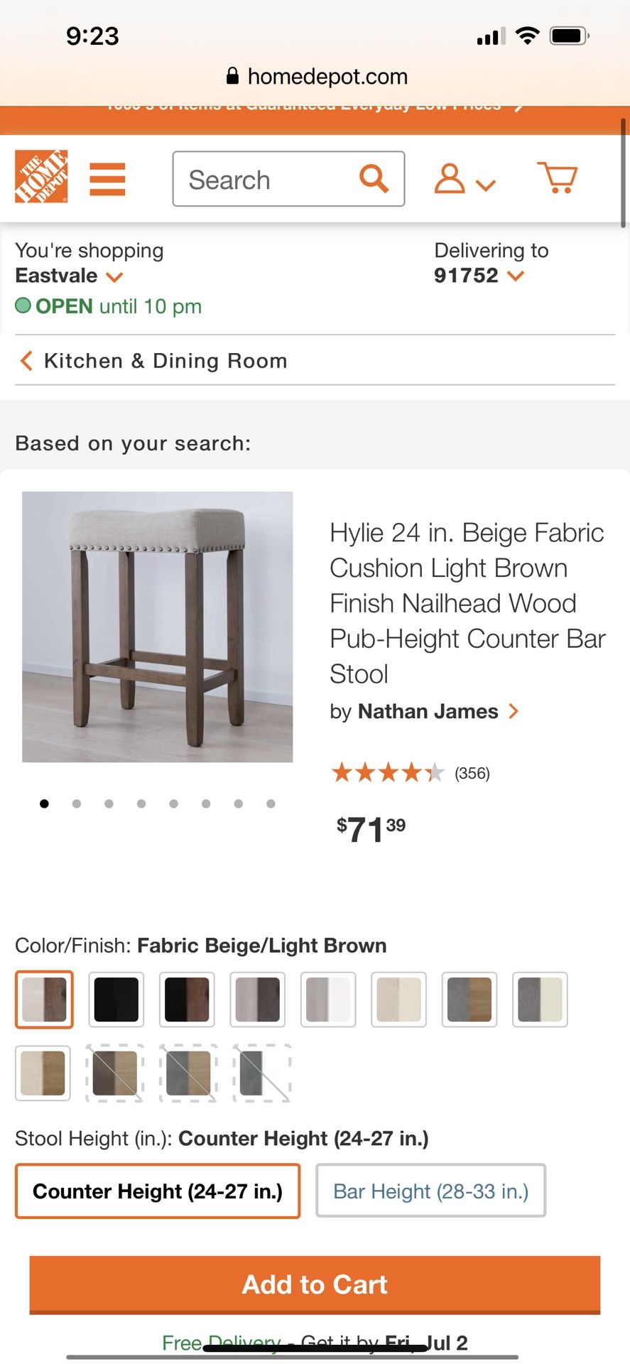 Nathan James Counter Bar Stool