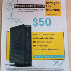 (ONLY $50 a Month) Unlimited internet powered by Cox (Modem included) 
