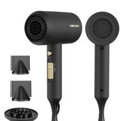 SHRATE Lightweight Ionic Hair Dryer with Diffuser - Powerful 1800W Blow Dryer for Fast Drying - Professional Low Noise Mini Hair Dryer for Travel, Gif