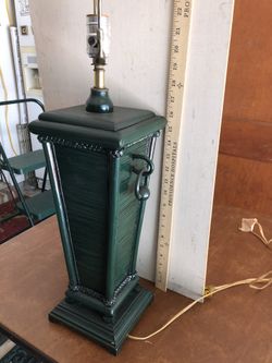 Deep green wooden lamp