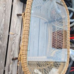 plastic wicker table with glass top