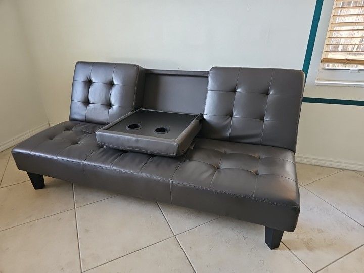 Convertible FUTON Sofa Bed Faux Leather AMERIWOOD