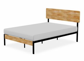 King Metal and Wood Platform Bed Frame