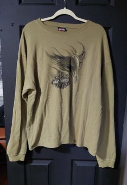 Men’s Motor Harley Davidson Cycles Aruba Big Twin T-Shirt Beige Tan long-sleeve