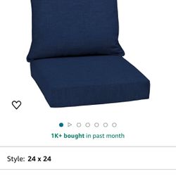 Arden Selections Outdoor Deep Seat Cushion Set, 24 x 24, Water Repellant, Fade Resistant, Deep Seat Bottom and Back Cushion for Chair, Sofa, and Couch