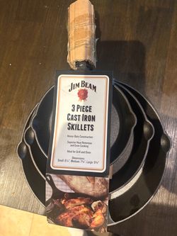 Jim Beam 3 Piece Cast iron Skillets
