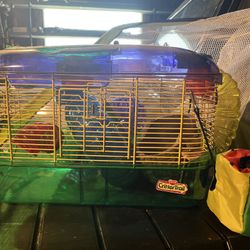 Hamster Cage Starter Set w/ Wheel, Cave, Chew Toys, Water Bottle, Hamster Swing