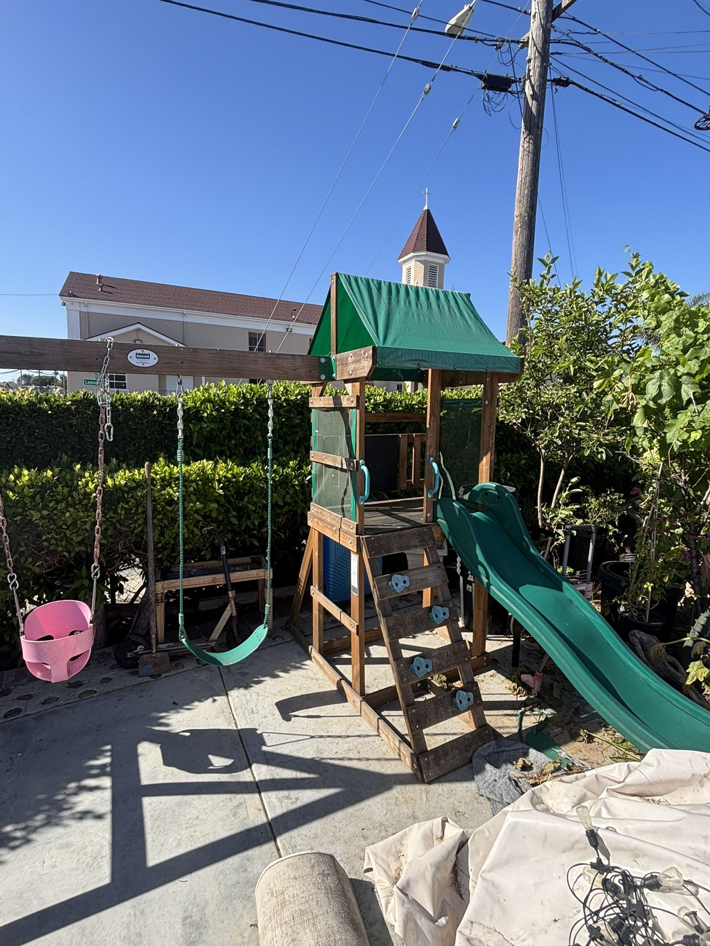Swing Set And Slide Play Structure