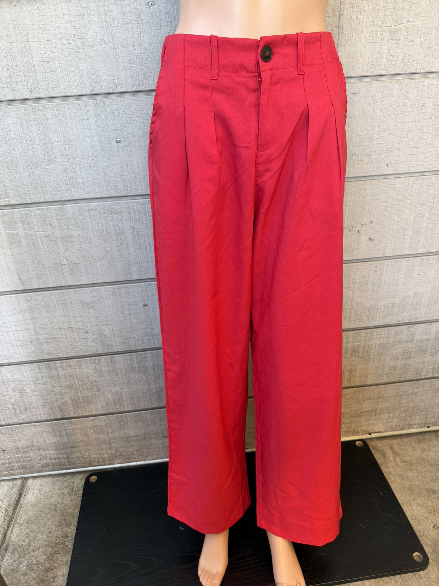 Women’s High Rise Pleated Front Straight Trousers Size Medium