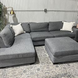 Sectional Sofa Couch - Chaise Lounge - Ottoman - 3pcs - Cleaned - Comfy - Delivery Available 