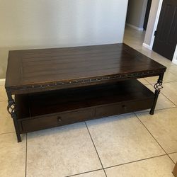 Wood And Metal Coffee Table