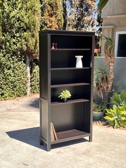 Modern Farmhouse Black Tall Bookcase Cabinet Solid Wood IKEA