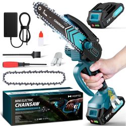 Brand New Mini Chainsaw- 6 Inch Electric Mini Chain Saw Cordless Battery Powered One-Hand Tree Trimming Saw, Portable Gardening Gadgets for Men, Uniqu