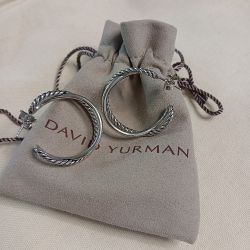 David Yurman Crossover Hoop Earrings Sterling Silver