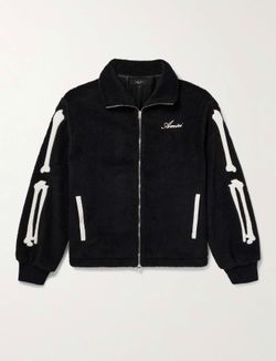 AMIRI Bones Sherpa Fleece Zip Jacket Black XL Designer Luxury