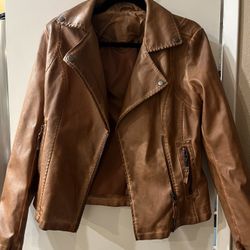 Tan Faux-Leather Jacket 