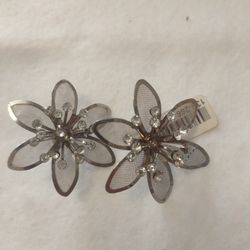 Silver Tone Vintage Flower Post Earrings