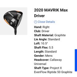 Mavrik Max Callaway Driver Golf Clubs 