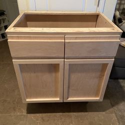 Unfinished Cabinet With Pull Outs For Trash Cans