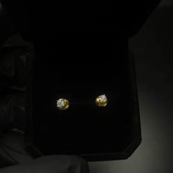 Diamond Earring Studs 925S Silver 18k Gold Plated