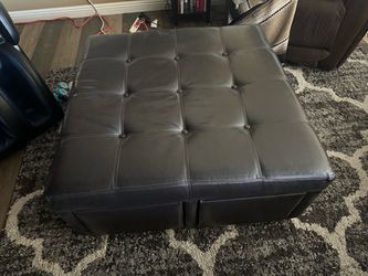 Dark Brown Leather Ottoman