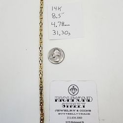 14k gold 8.5" byzantine bracelet