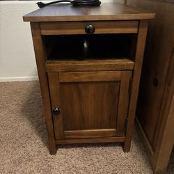 Brown end Table With Power Cord And USB