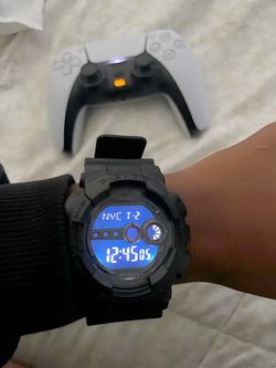 Black Gshock and navy blue Asics sold together or separately