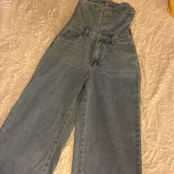 Strapless Women’s Jean Jumpsuit