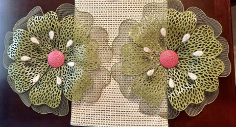2 Large Shabby Chic Metal Flowers