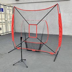 (New in box) $75 Baseball Softball (7x7’ Net & Ball Tee Set) Practice Hitting & Pitching Net w/ Carry Bag 