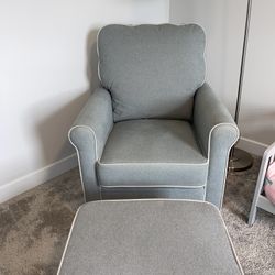 Grey Swivel Rocker with Ottoman 