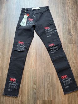 Off-White Inspired Black Graphic Jeans New With Tags