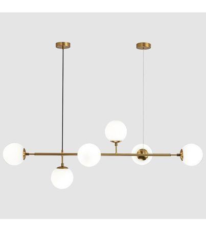KCO Lighting Modern Brass Chandelier Mid Century Gold Sputnik Pendant Light 6 Light Glass Globe Line