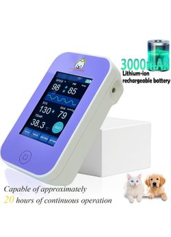 Veterinary Monitor, Rechargeable Built-in Lithium Battery,LCD Touch Screen, Blood Pressure, SpO2, Pulse Rate & Temperature Monitoring for Dogs and Cat